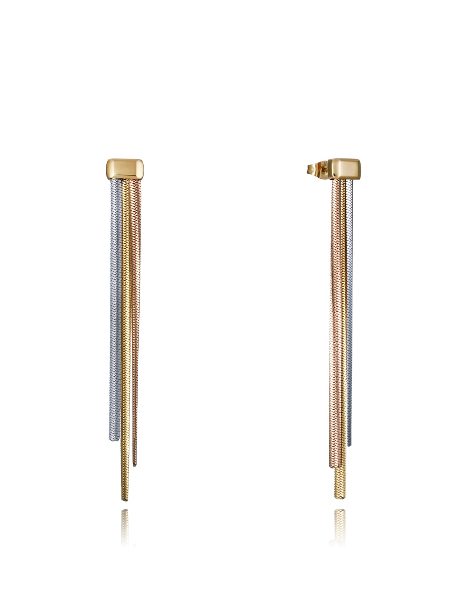 Brincos Tricolor Chic de Aço com Corrente de Serpente Multicolor-1