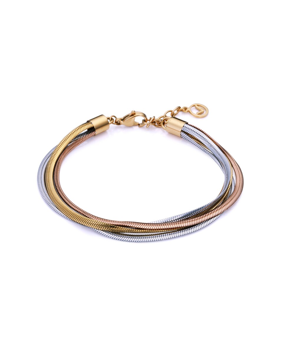 Pulseira Múltipla Chic de Aço com Corrente de Serpentes Multicolor-1