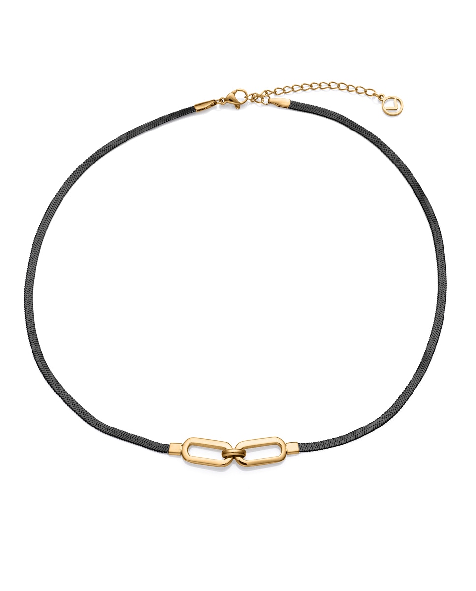 Colar Air de Aço com Corrente de Serpente Preto-1