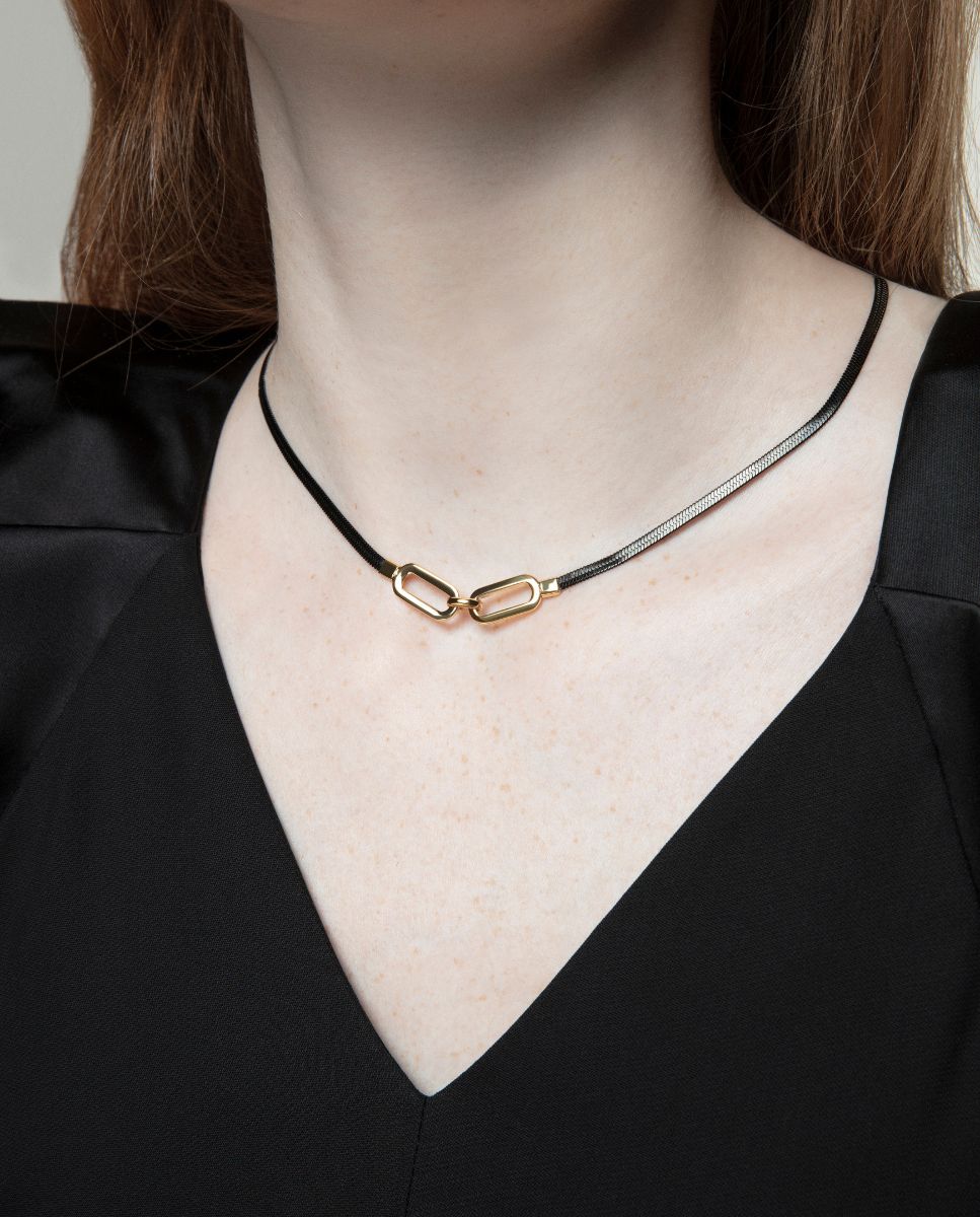 Colar Air de Aço com Corrente de Serpente Preto-2