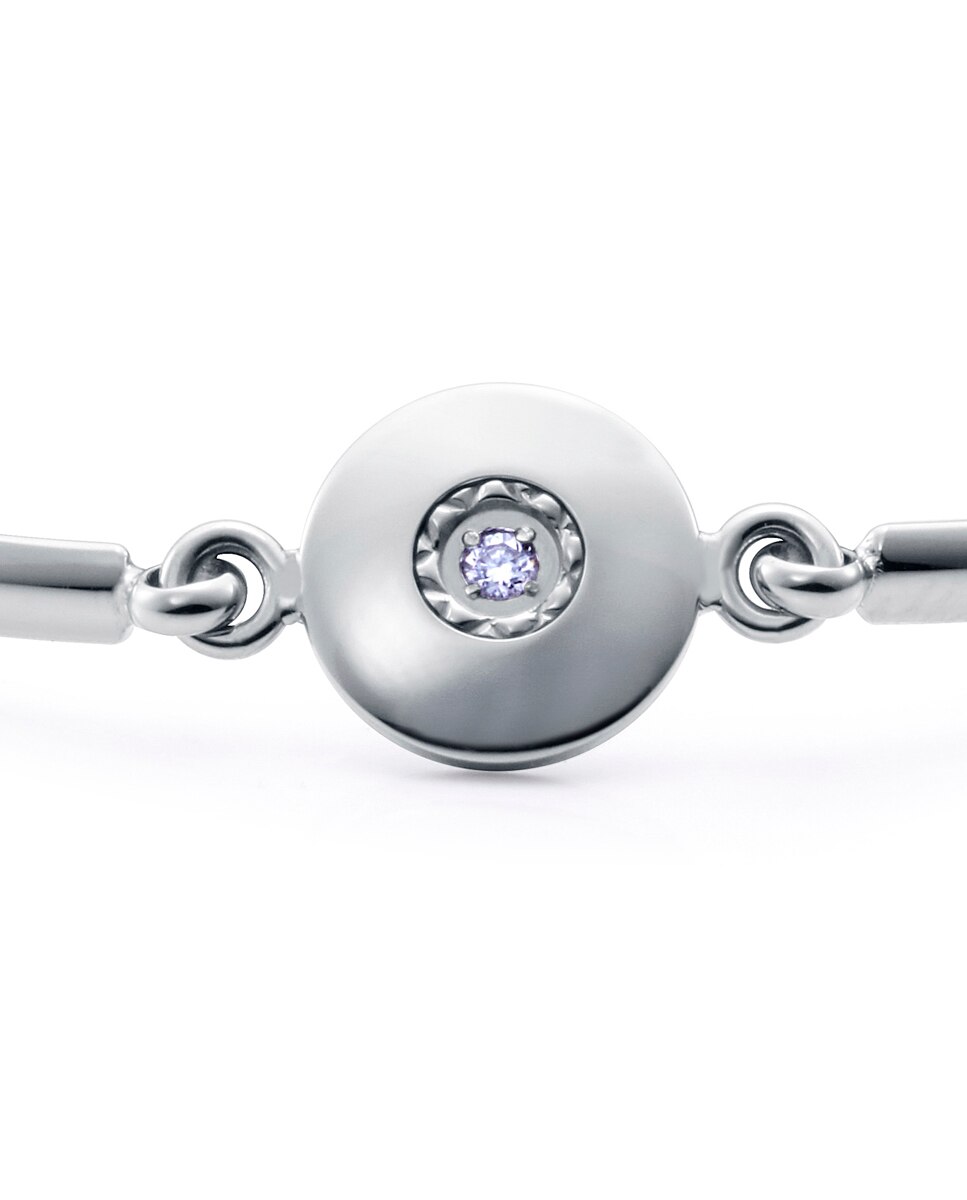 Pulseira Coleção Laura Escanes de Aço Semi Rígida com Diamante Criado Prateado-2