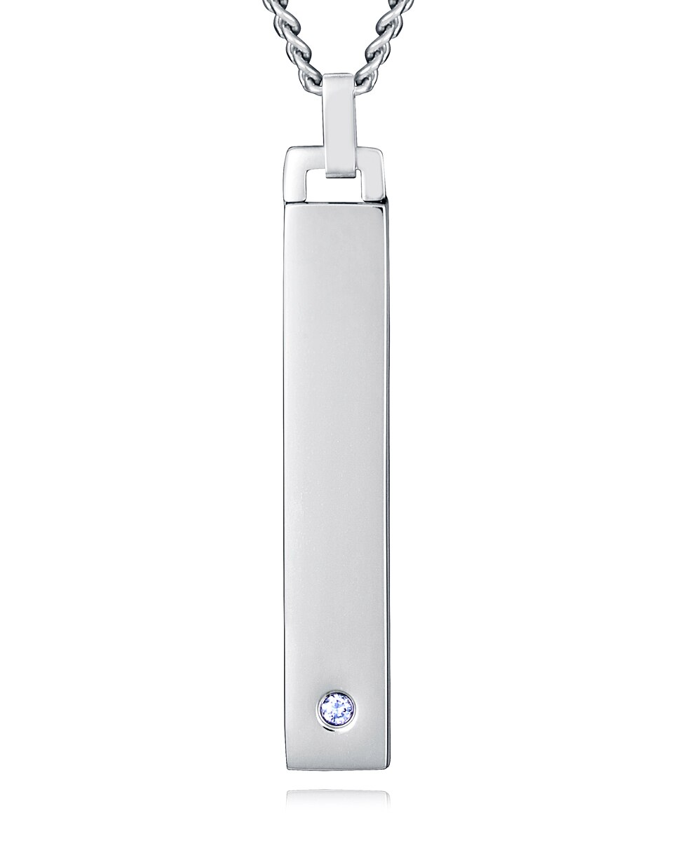 Colar Coleção Laura Escanes de Aço e Barra Pendente com Diamante Criado Prateado-2
