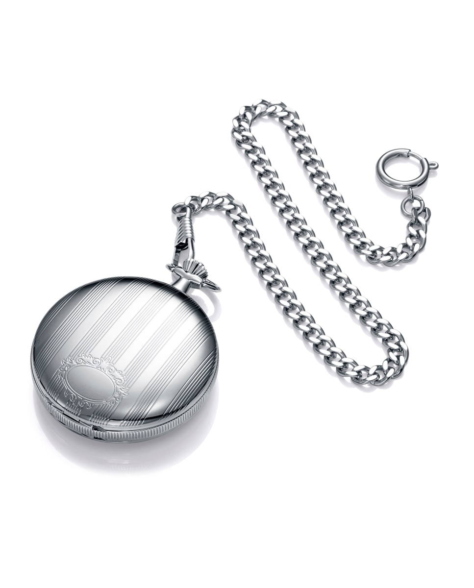 Relógio de Bolso Pocket com Caixa de Aço Prata mate-2