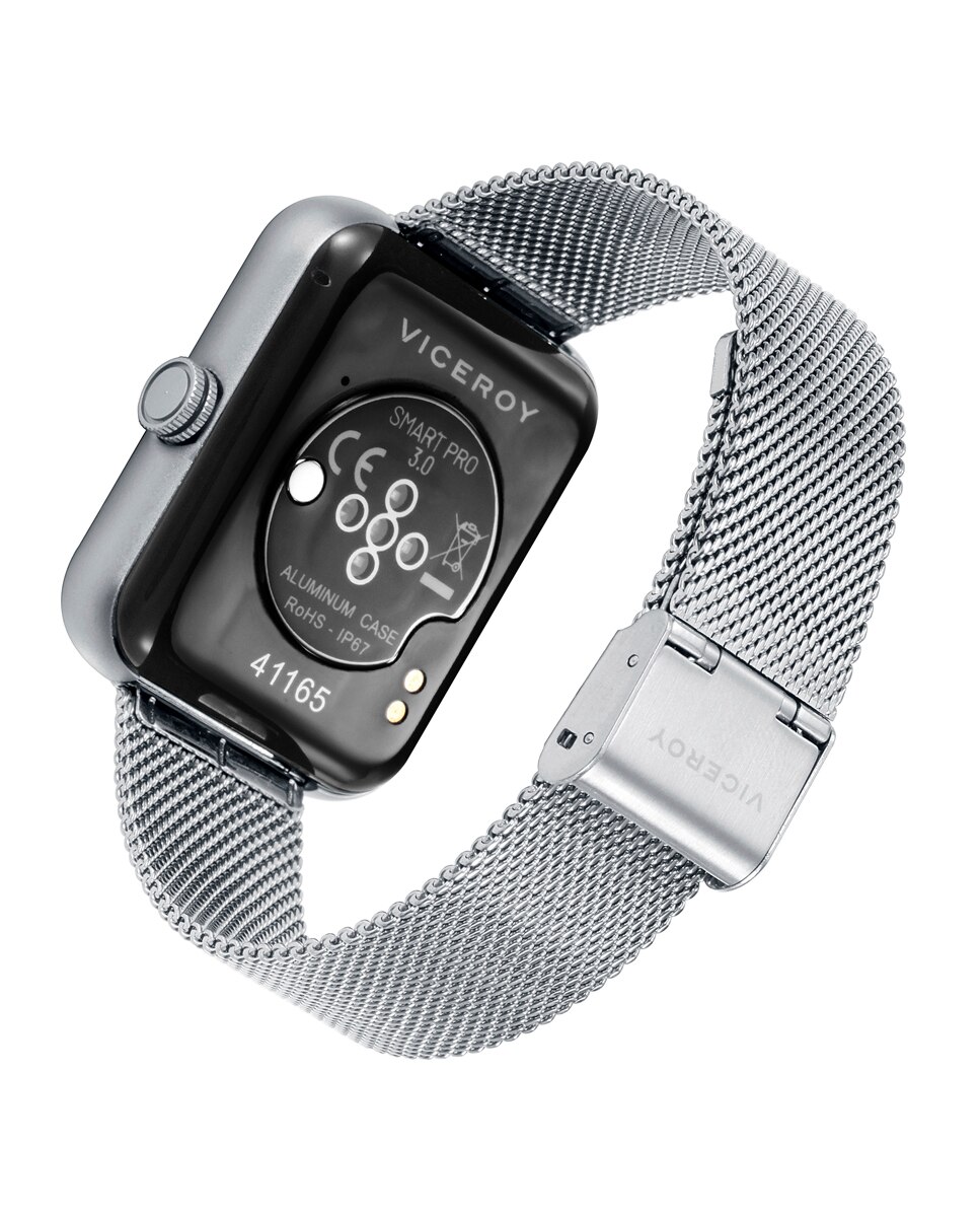 Smartwatch de Alumínio com Malla Milanesa de Aço Prata / Laranja / Carbono-2