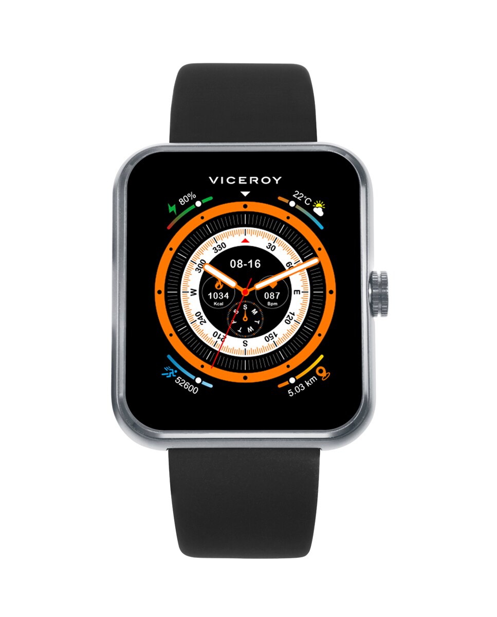 Smartwatch de Alumínio com Malla Milanesa de Aço Prata / Laranja / Carbono-4