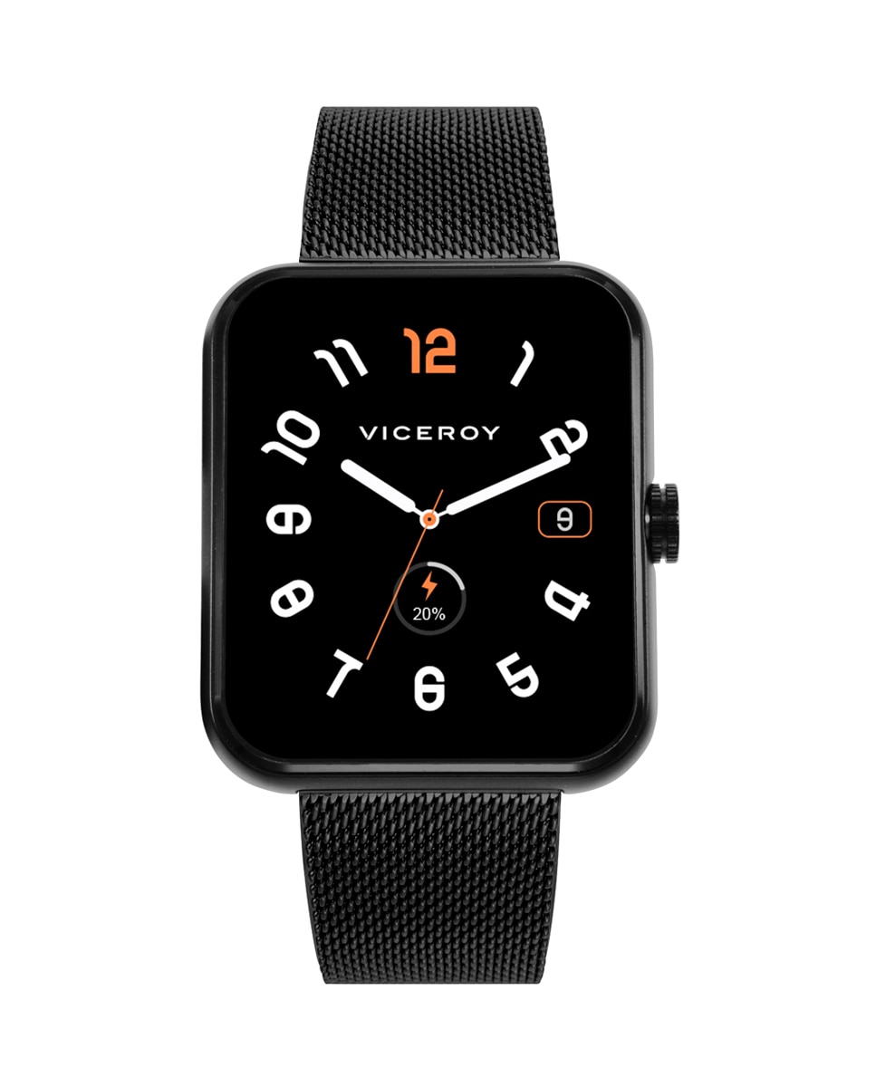 Smartwatch de Alumínio com Malha Milanesa de Aço Ip em Preto Cinzento-escuro-1