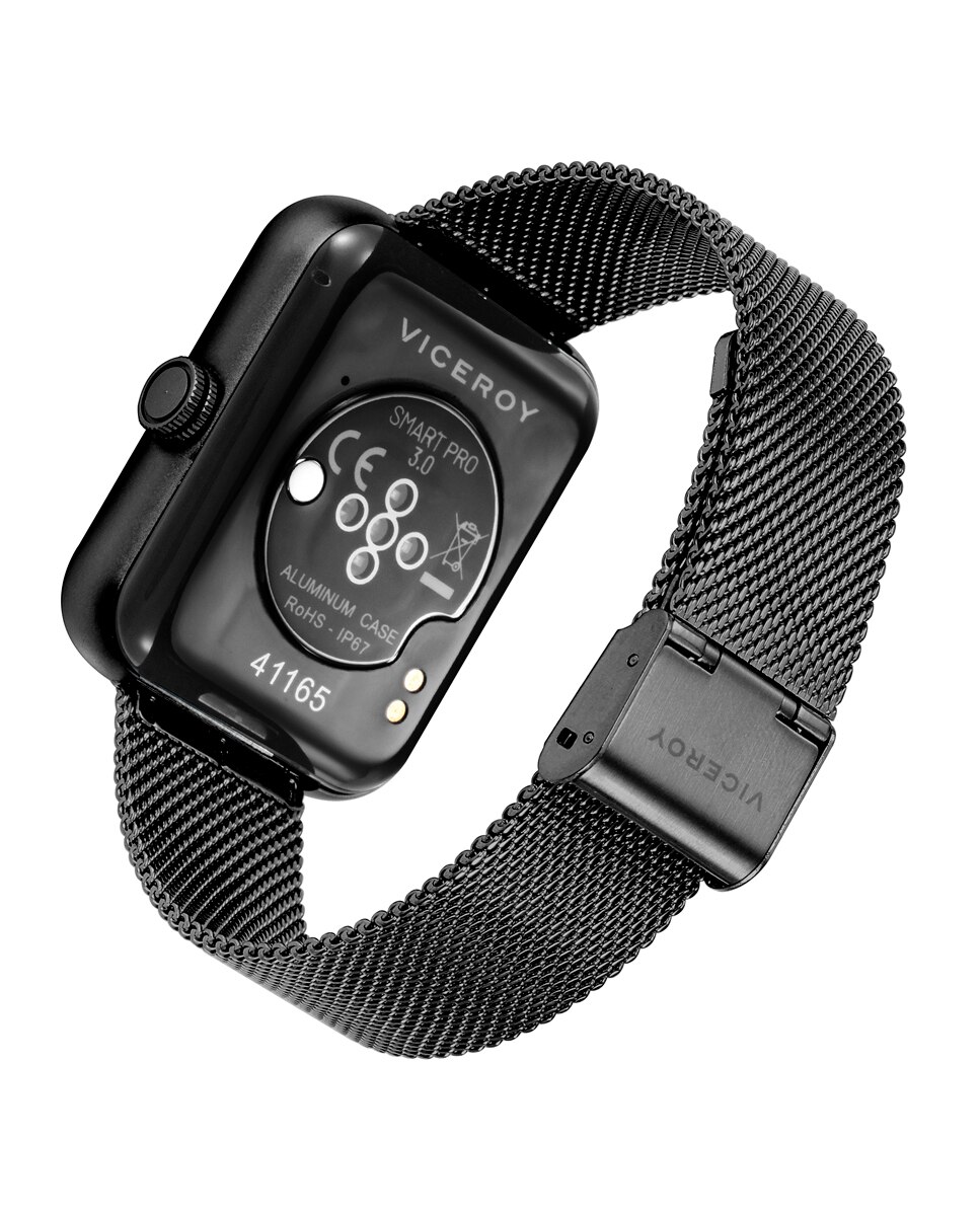 Smartwatch de Alumínio com Malha Milanesa de Aço Ip em Preto Cinzento-escuro-2
