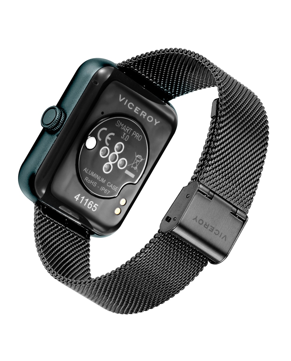 Smartwatch de Alumínio com Malha Milanesa de Aço Ip em Preto Cinzento-escuro-2