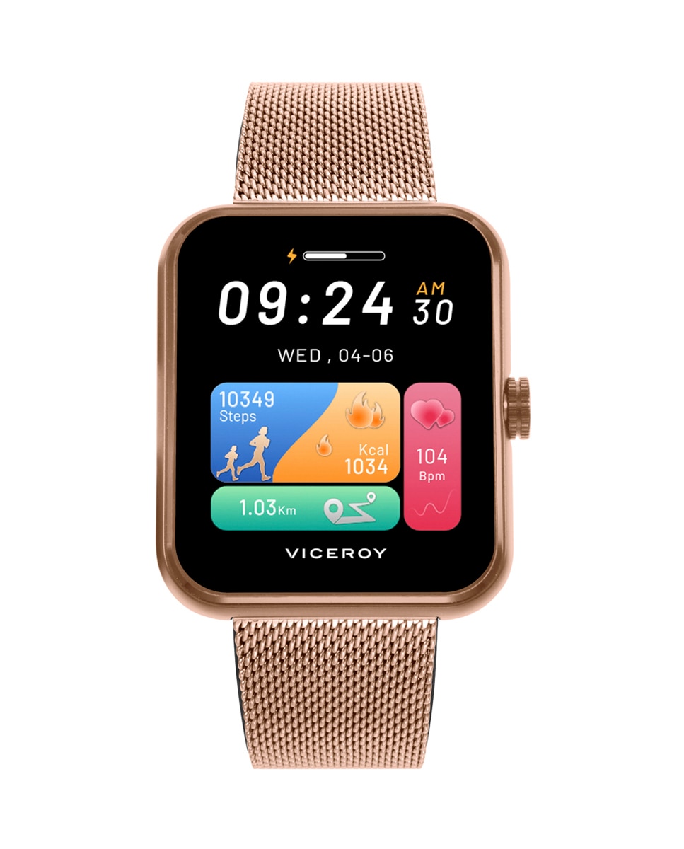 Smartwatch de Alumínio com Malha Milanesa de Aço Ip Dourado Dourado-1