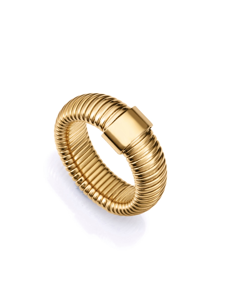 Anel de Aço Ip Dourado Coleção Laura Escanes Tubogas Dourado-1