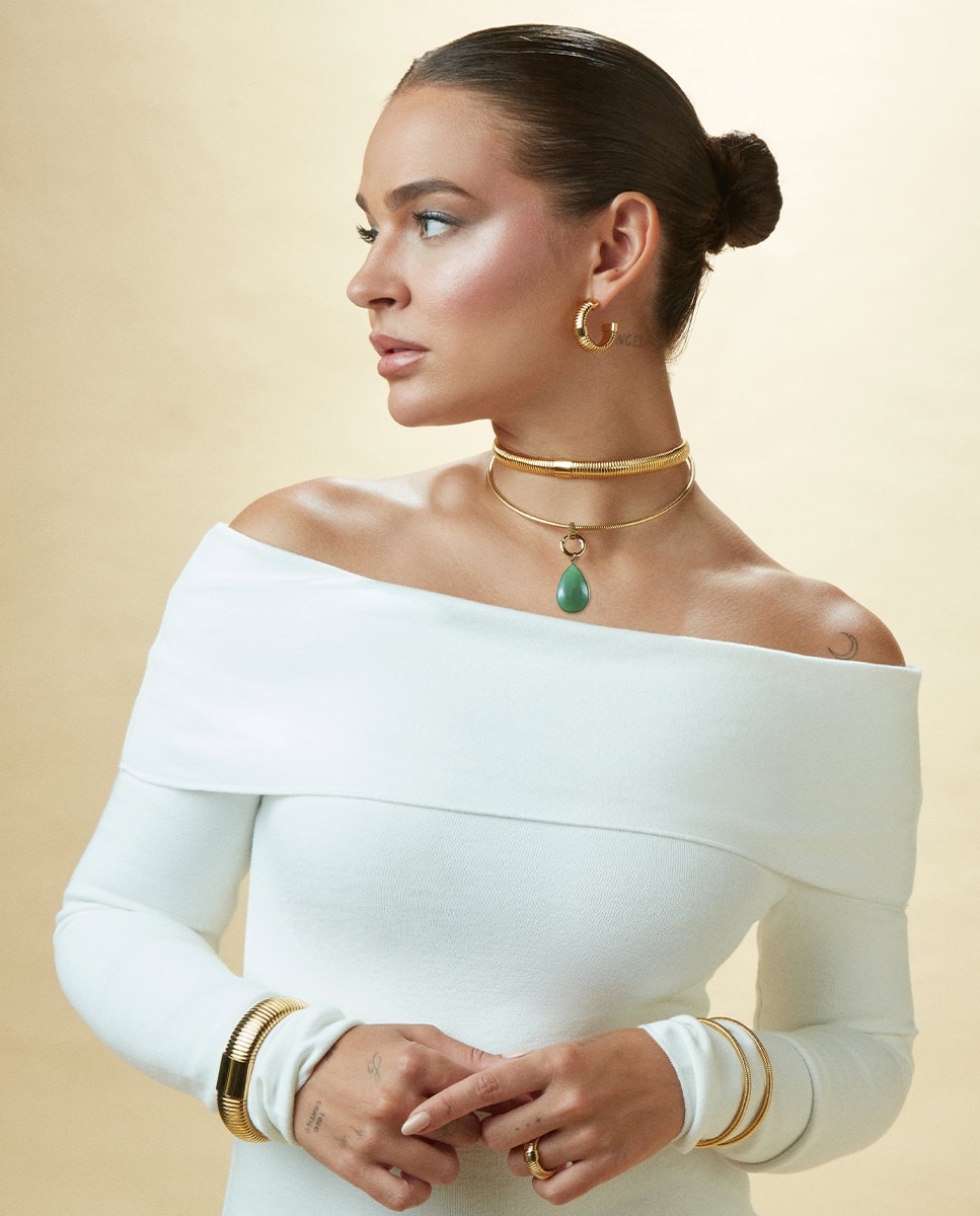 Anel de Aço Ip Dourado Coleção Laura Escanes Tubogas Dourado-5