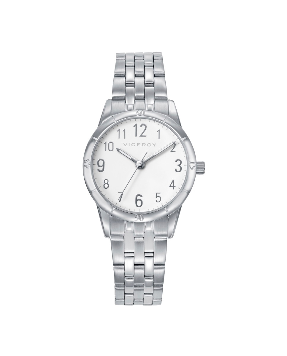 Relógio Infantil Caixa e Bracelete de Aço com Pulseira de Oferta Prata mate-1