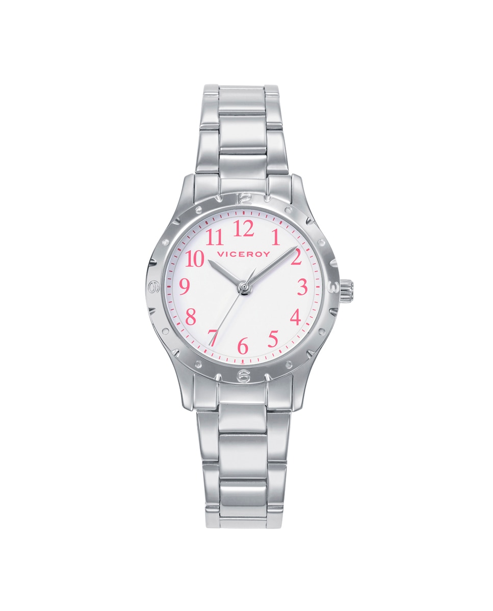 Relógio Infantil de Aço com Mostrador Branco e Pulseira de Oferta Prateado-1