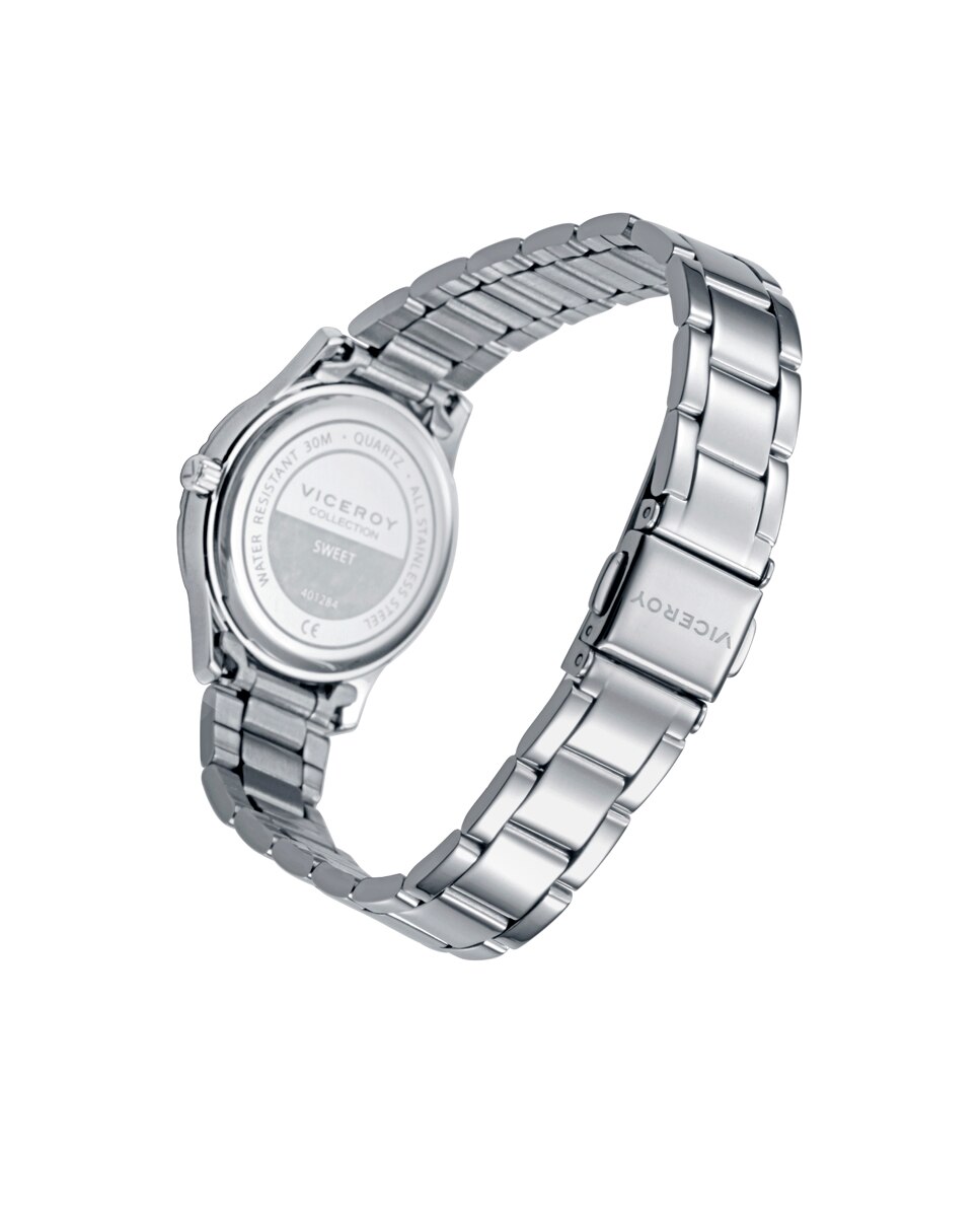 Relógio Infantil de Aço com Mostrador Branco e Pulseira de Oferta Prateado-2