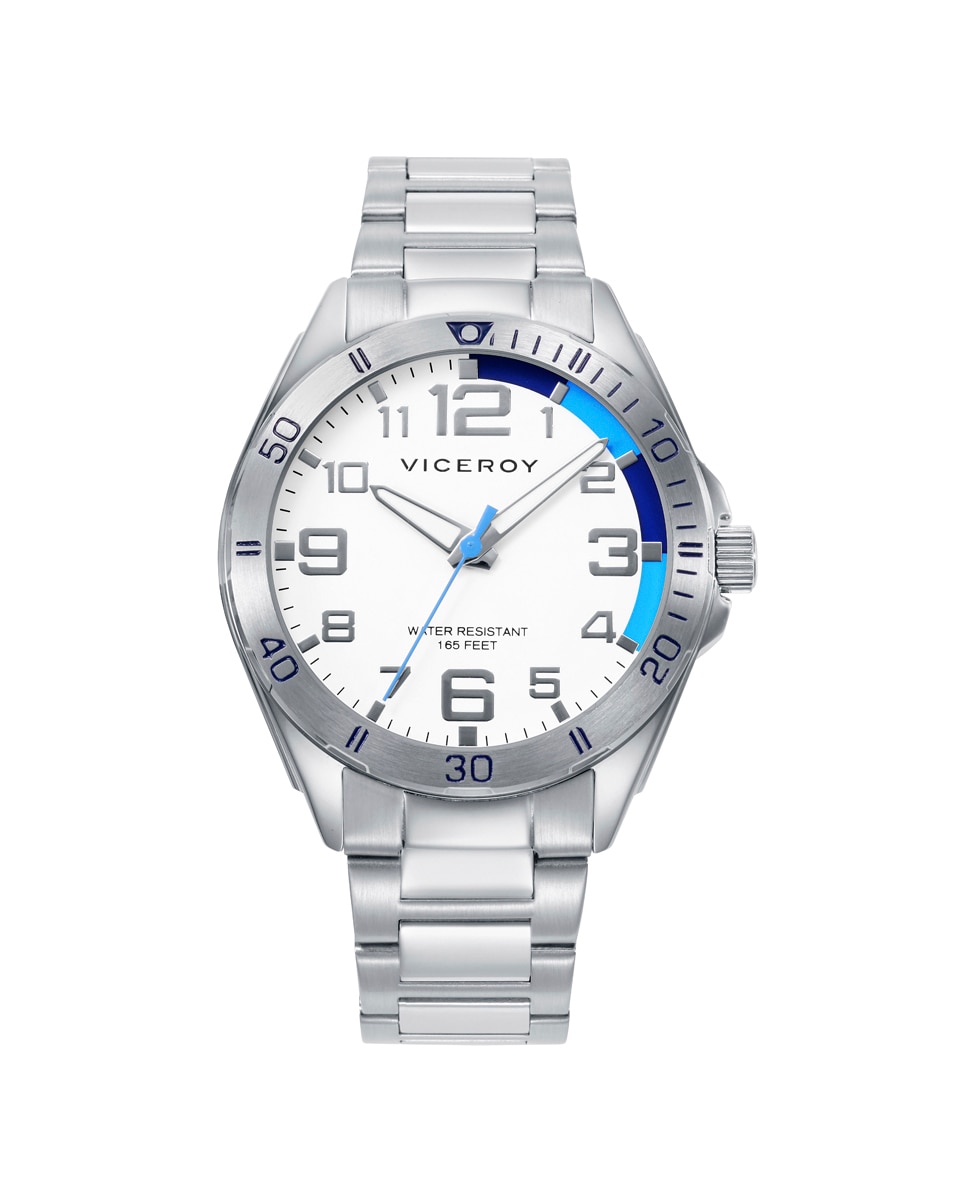 Relógio Infantil Caixa e Bracelete de Aço com Pulseira de Oferta Azul / Branco-1