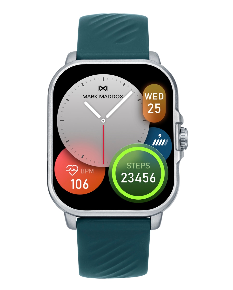 Smartwatch Smart com Caixa de Policarbonato e Bracelete de Silicone em Verde Prata-1