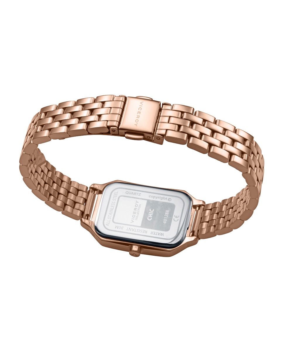 Relógio Analógico com Caixa e Bracelete de Aço Ip Rosa Dourado-2