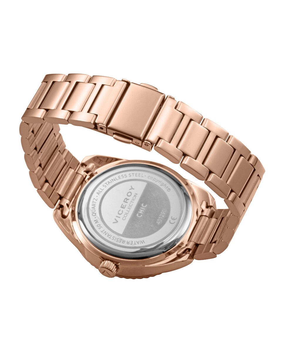 Relógio Analógico com Caixa e Bracelete de Aço Ip Rosa Lilás-2