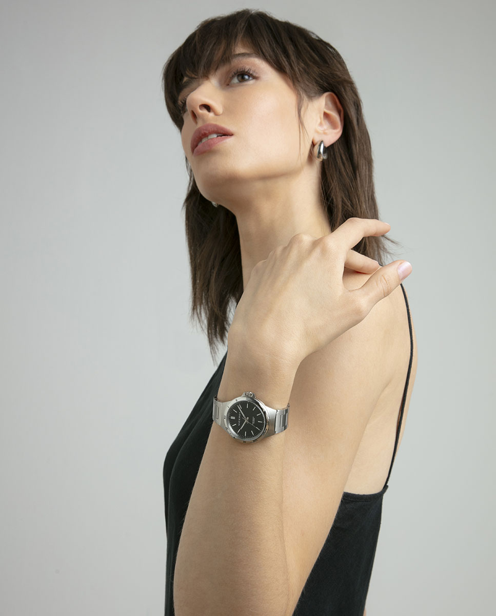 Relógio Analógico Dress com Caixa e Bracelete de Aço Preto / Alumínio-4