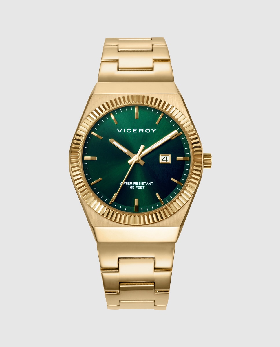 Relógio Analógico Dress com Caixa e Bracelete de Aço Ip Dourado Dourado-1