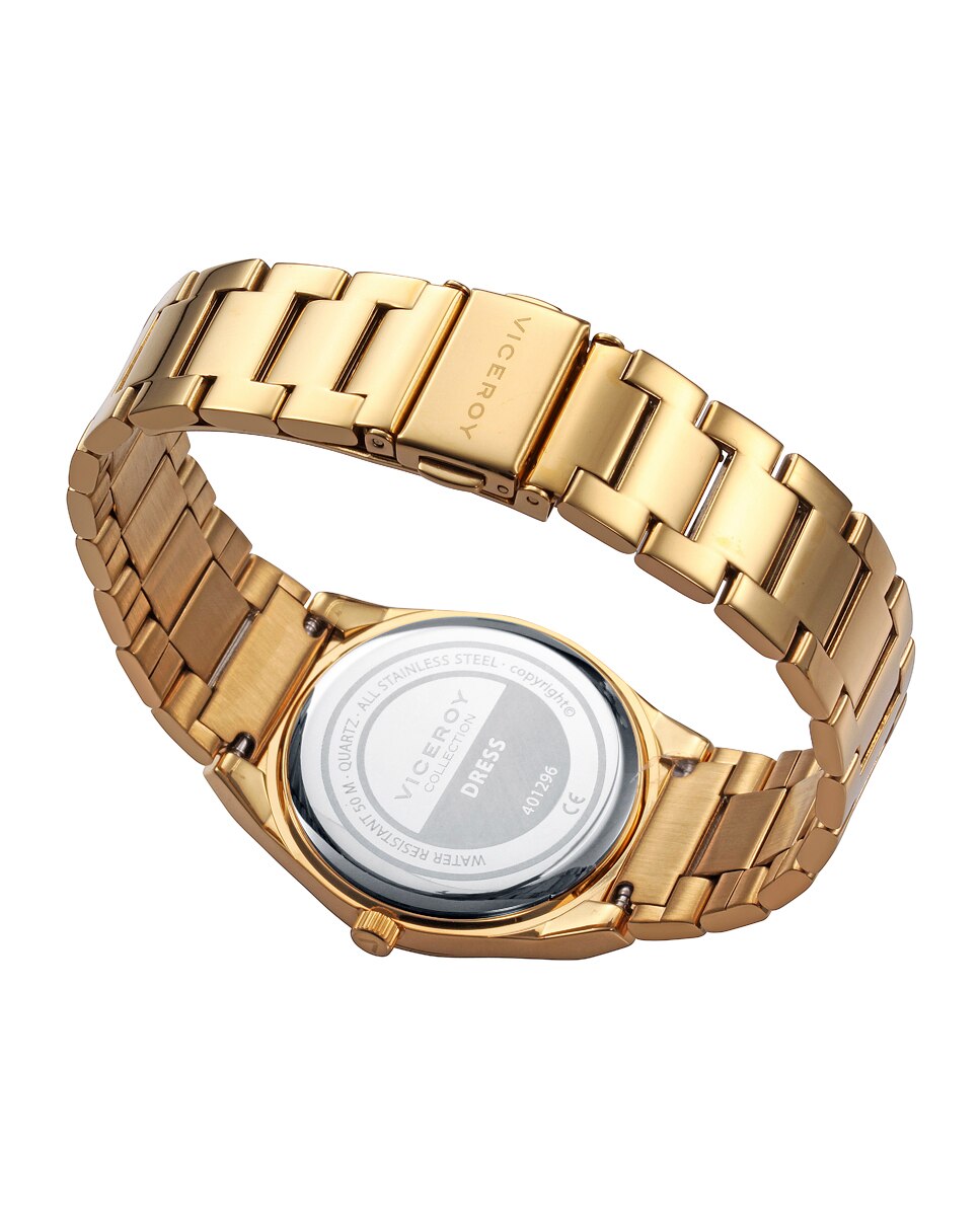 Relógio Analógico Dress com Caixa e Bracelete de Aço Ip Dourado Dourado-2