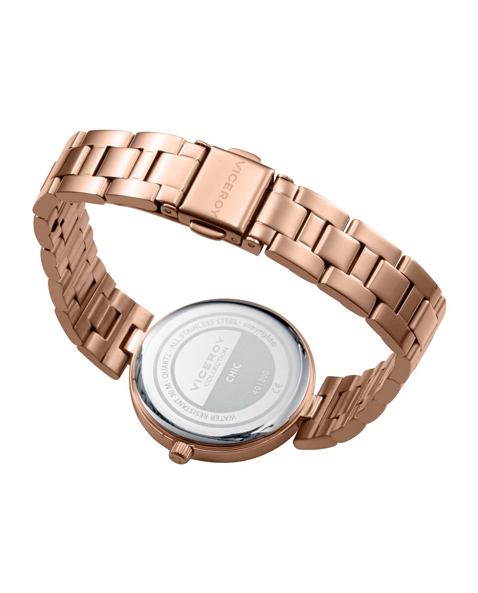 Relógio Analógico com Caixa e Bracelete de Aço Ip Rosa Dourado-2