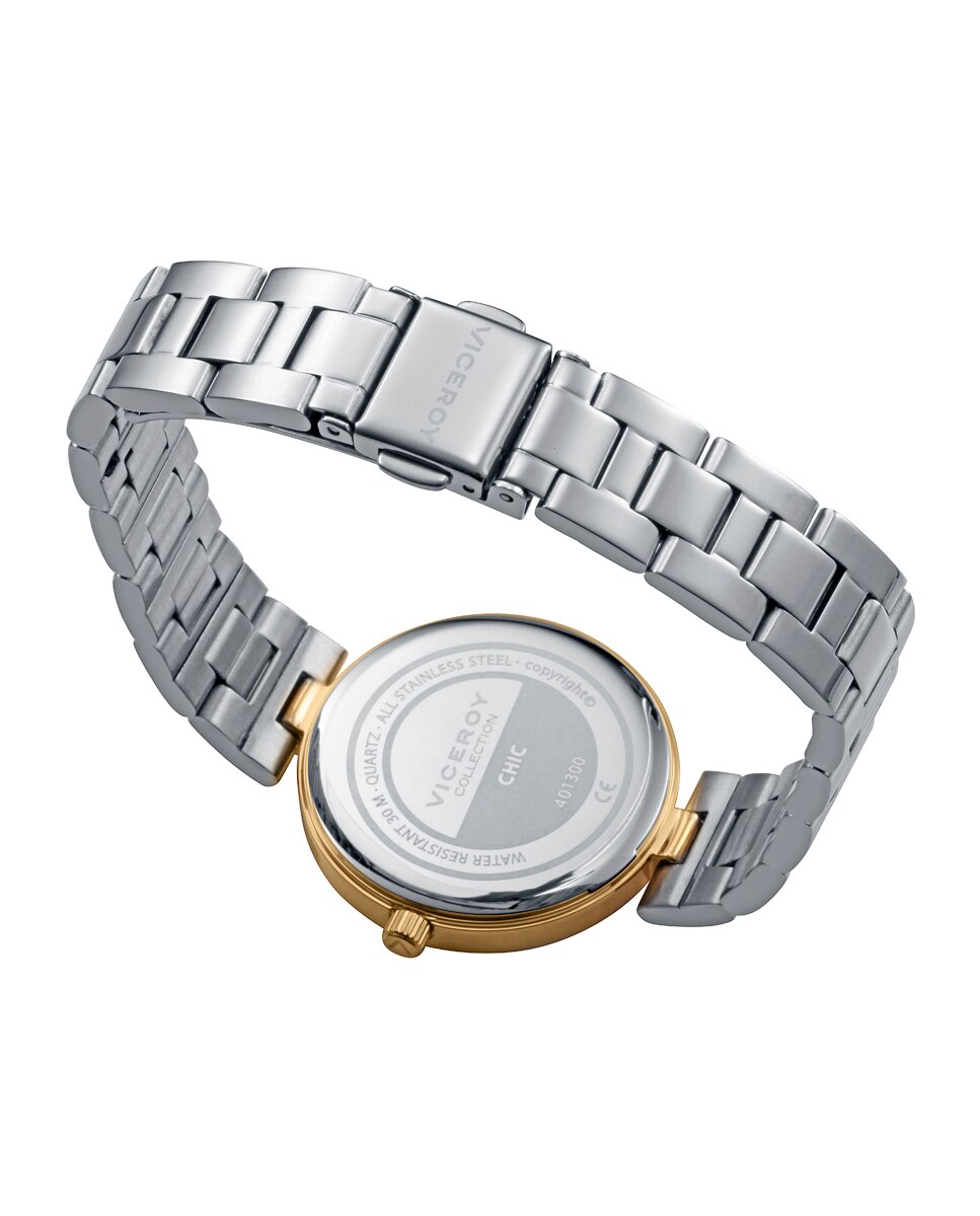 Relógio Analógico com Caixa Ip Dourado e Bracelete de Aço Ouro / Prata-2