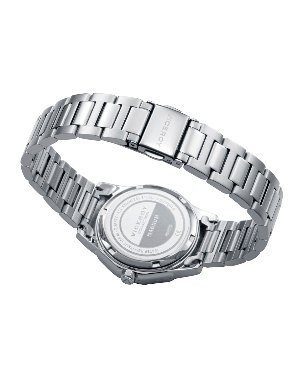 Relógio Analógico Magnum com Caixa e Bracelete de Aço Azul-claro-2