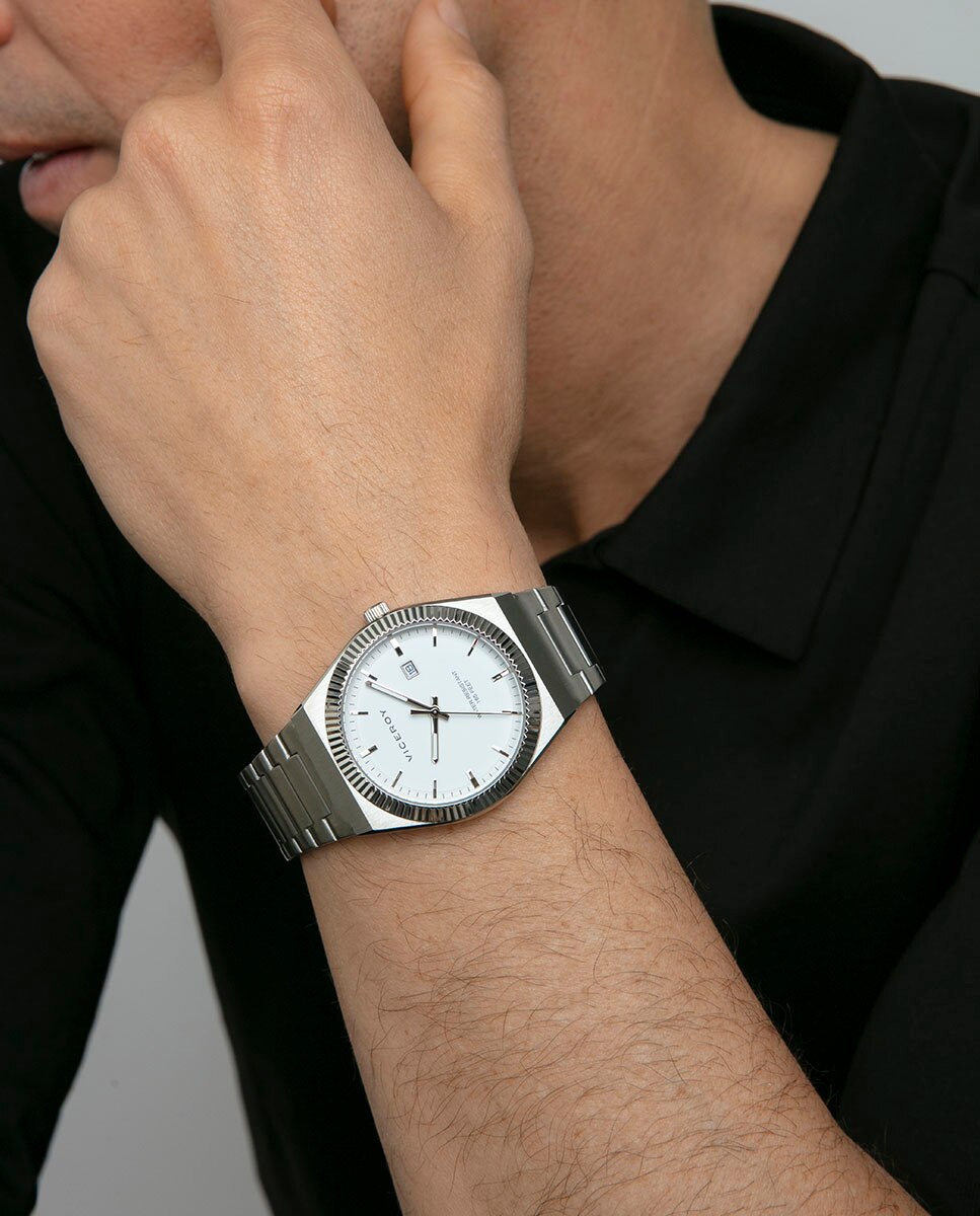 Relógio Analógico Dress com Caixa e Bracelete de Aço Cinzento-3