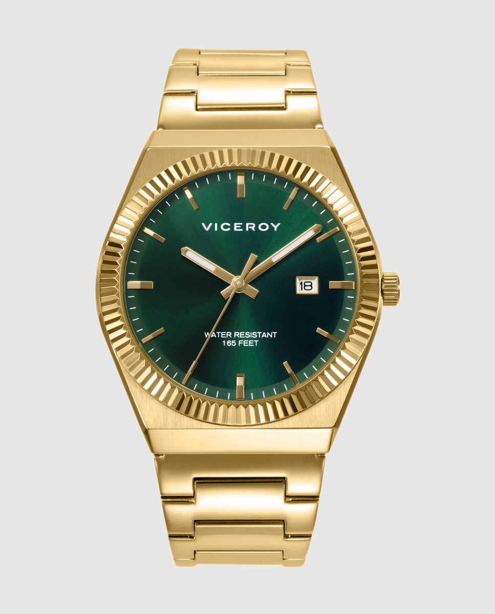 Relógio Analógico Dress com Caixa e Bracelete de Aço Ip Dourado Dourado-1