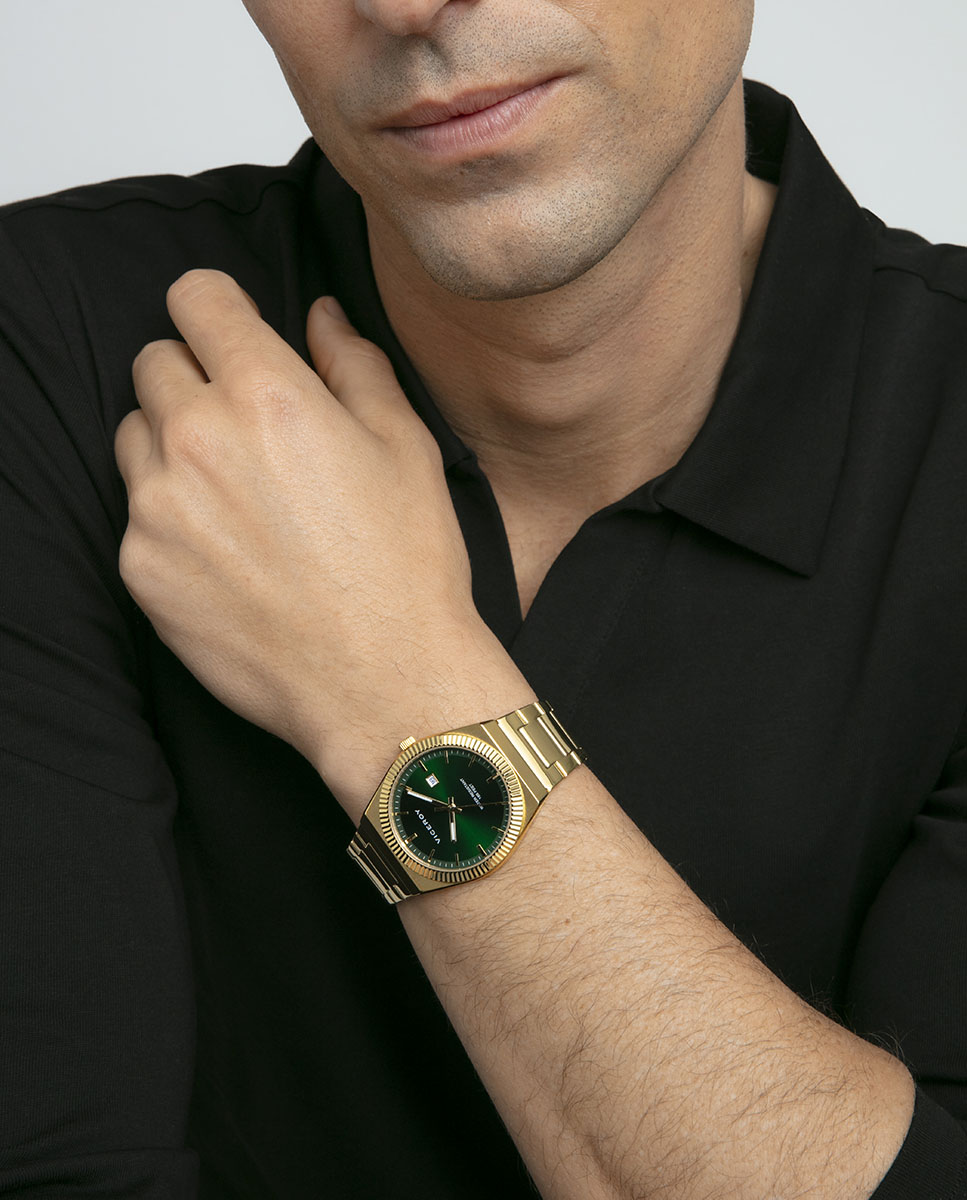 Relógio Analógico Dress com Caixa e Bracelete de Aço Ip Dourado Dourado-4