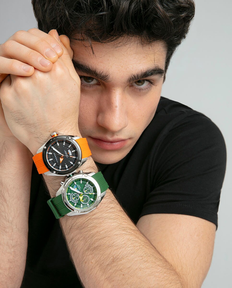 Relógio Analógico Heat com Caixa Bicolor de Aço e Ip em Preto e Bracelete de Aço Preto-4