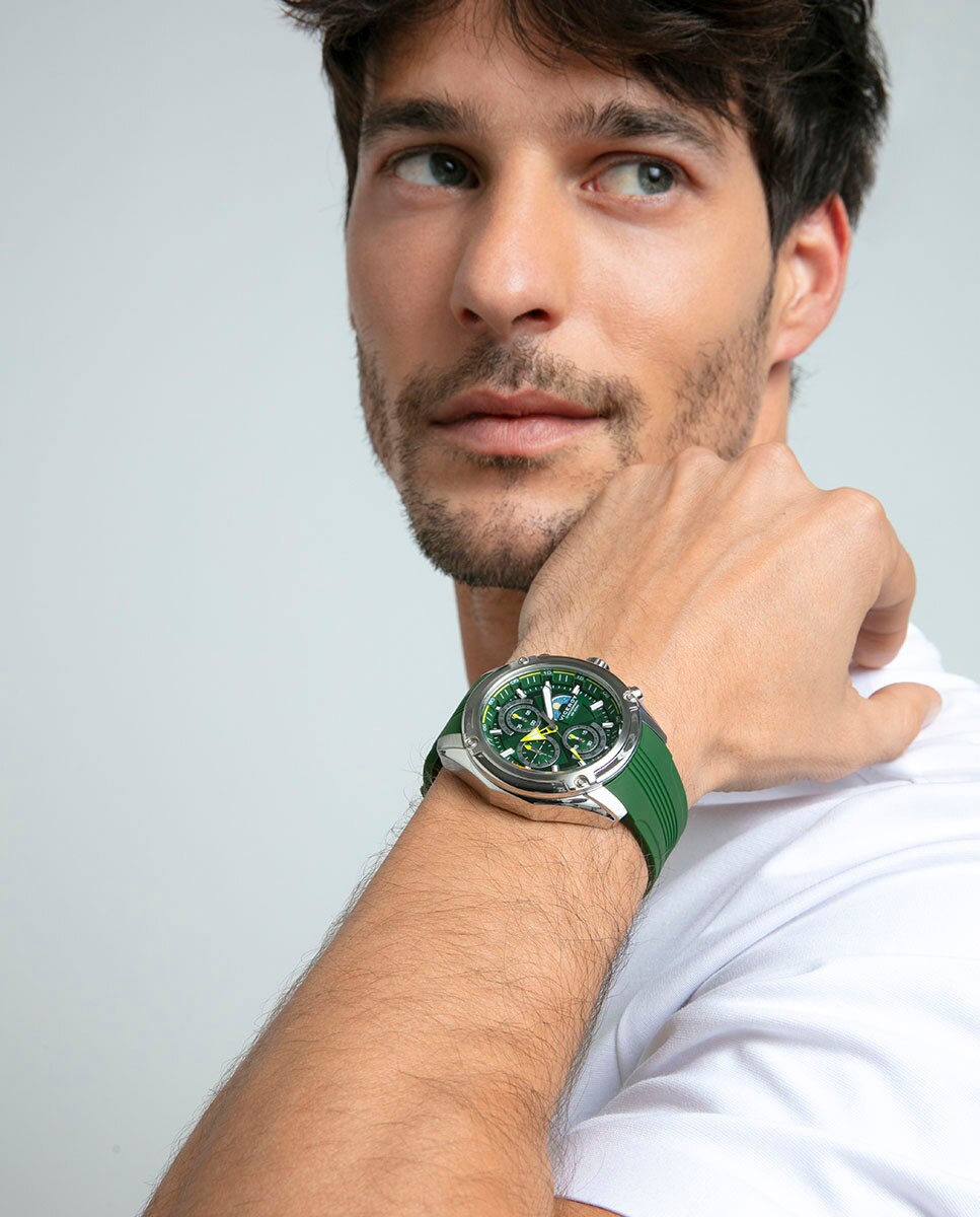 Relógio com Caixa e Pulseira de Silicone em Verde Verde-3