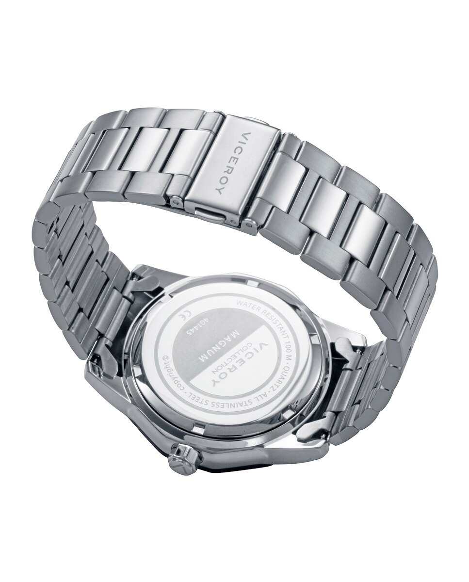 Relógio Analógico Magnum com Caixa Bicolor de Aço e Ip Preto e Bracelete de Aço Prata-2