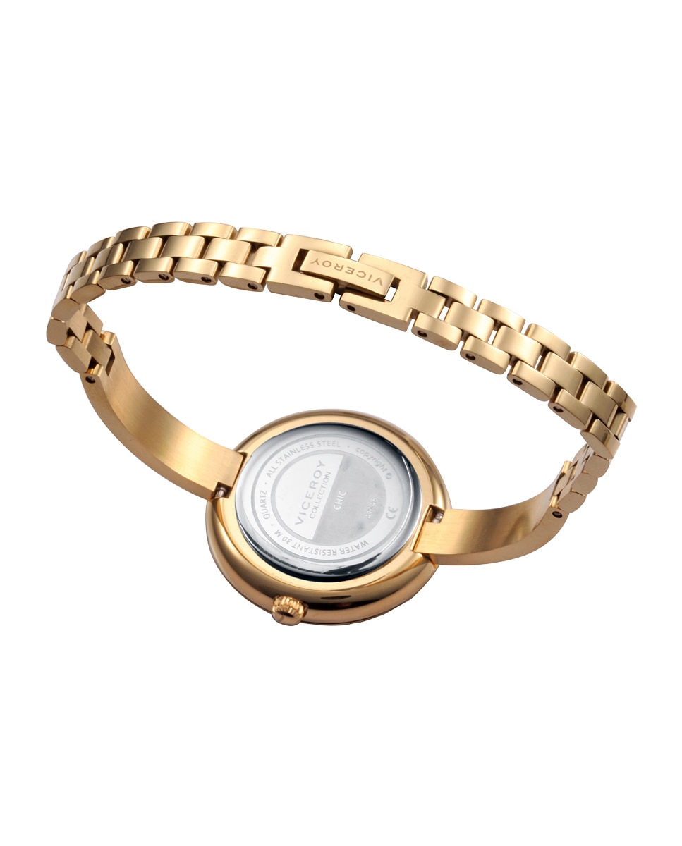 Relógio Analógico com Caixa e Bracelete de Aço Ip Dourado Dourado-2