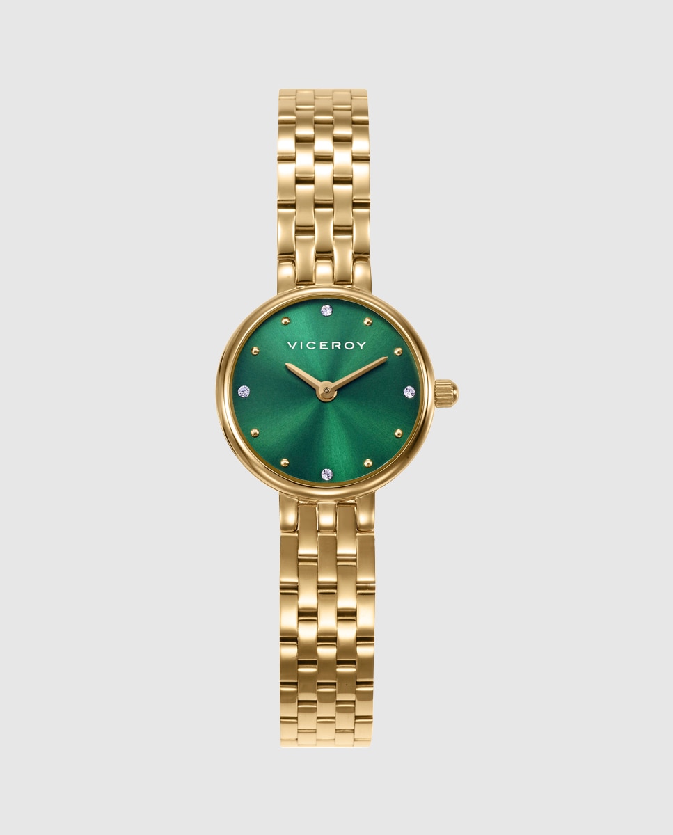 Relógio Analógico com Caixa e Bracelete de Aço Ip Dourado Dourado-1