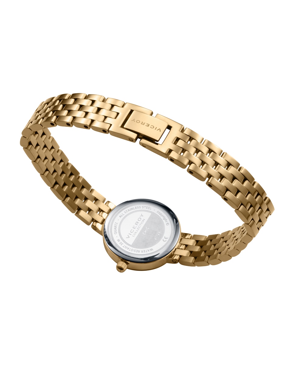 Relógio Analógico com Caixa e Bracelete de Aço Ip Dourado Dourado-2