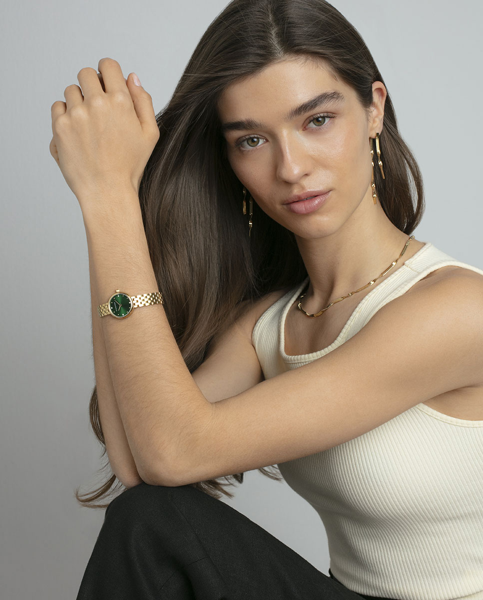 Relógio Analógico com Caixa e Bracelete de Aço Ip Dourado Dourado-4