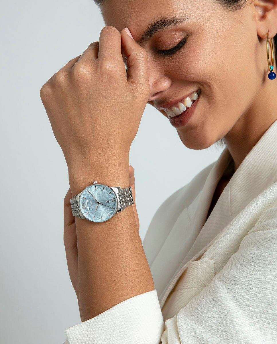 Relógio Analógico Dress com Caixa e Bracelete de Aço Prata-3