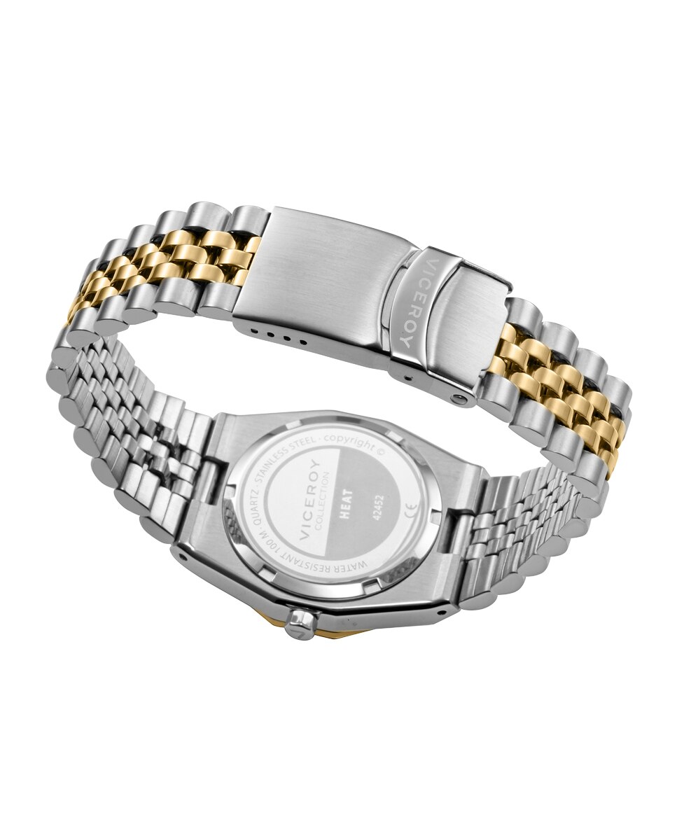 Relógio Analógico Heat com Caixa de Aço e Bracelete Bicolor de Aço e Ip Dourado Multicolor-2