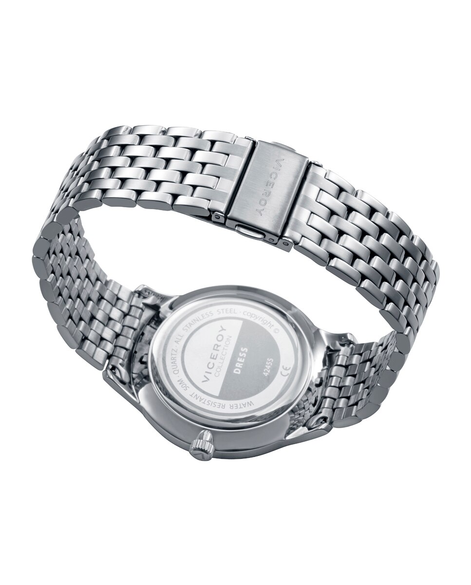 Relógio Analógico com Caixa e Bracelete de Aço Prata mate-2
