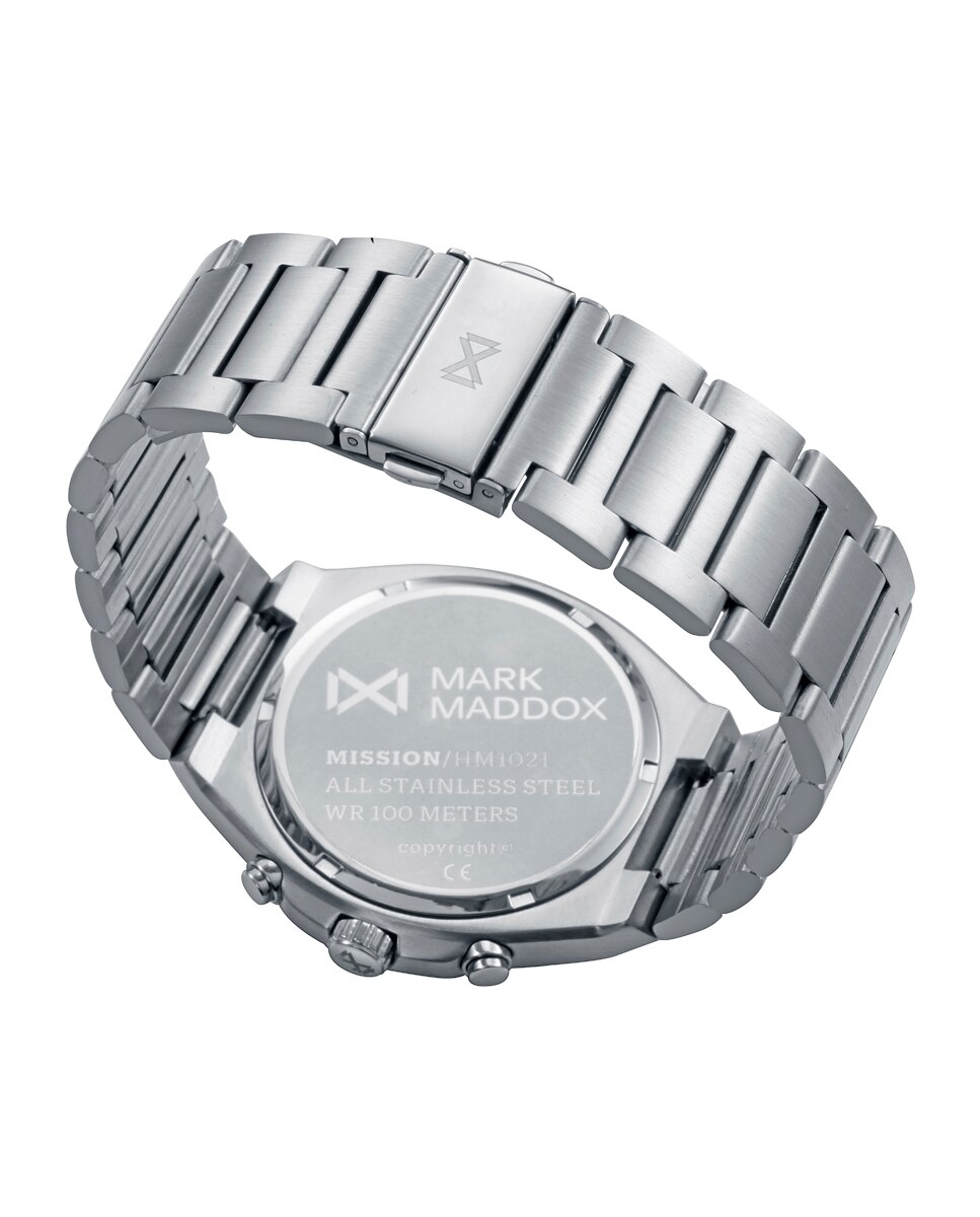 Relógio Analógico com Caixa Bitono de Aço e Ip Azul e Bracelete de Aço Azul / Branco-2