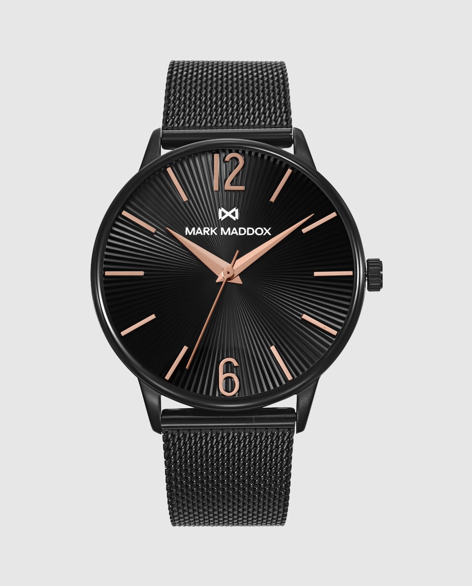 Relógio Analógico com Caixa e Bracelete Milanesa de Aço Ip em Preto Preto-1