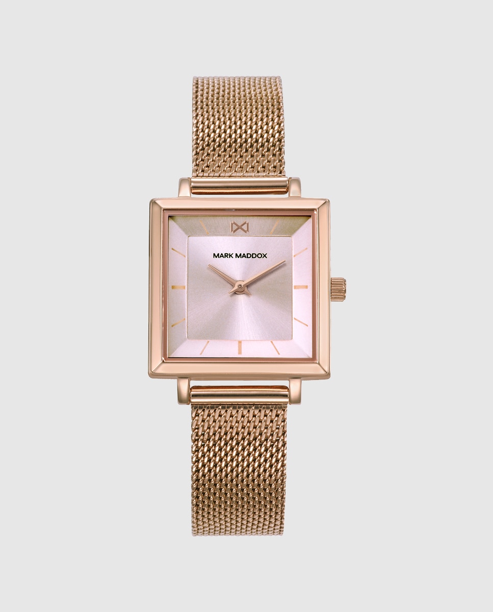 Relógio Analógico com Caixa e Bracelete Milanesa de Aço Ip Rosa Rosa-1
