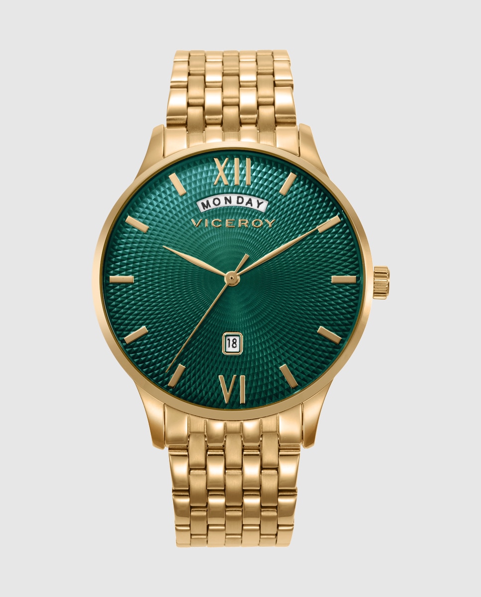 Relógio Analógico com Caixa e Bracelete de Aço Ip Dourado Dourado-1