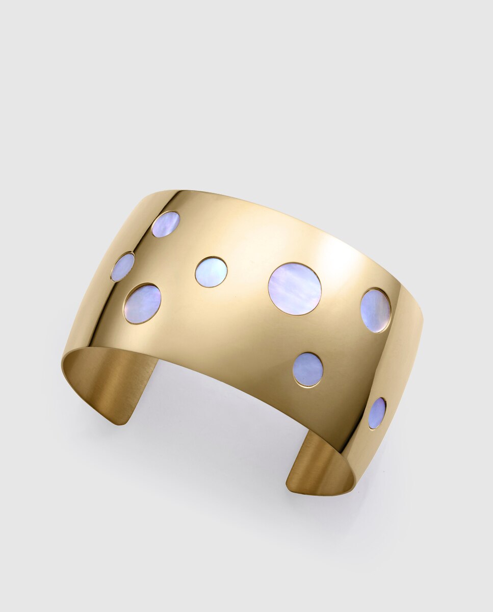 Pulseira de Aço Ip Dourado Rígida Dourado-1