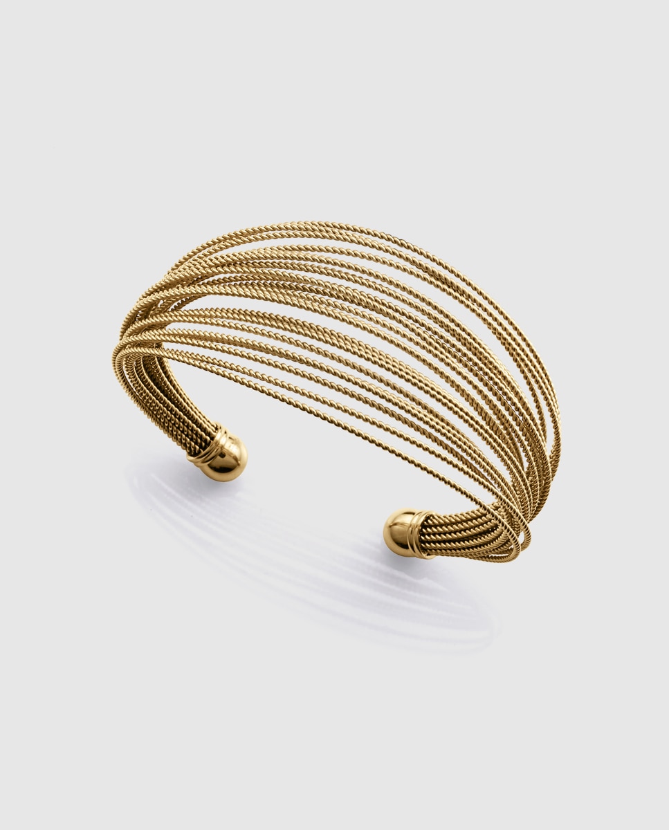 Pulseira de Aço Ip Dourado Múltiplos Cabos Dourado-1