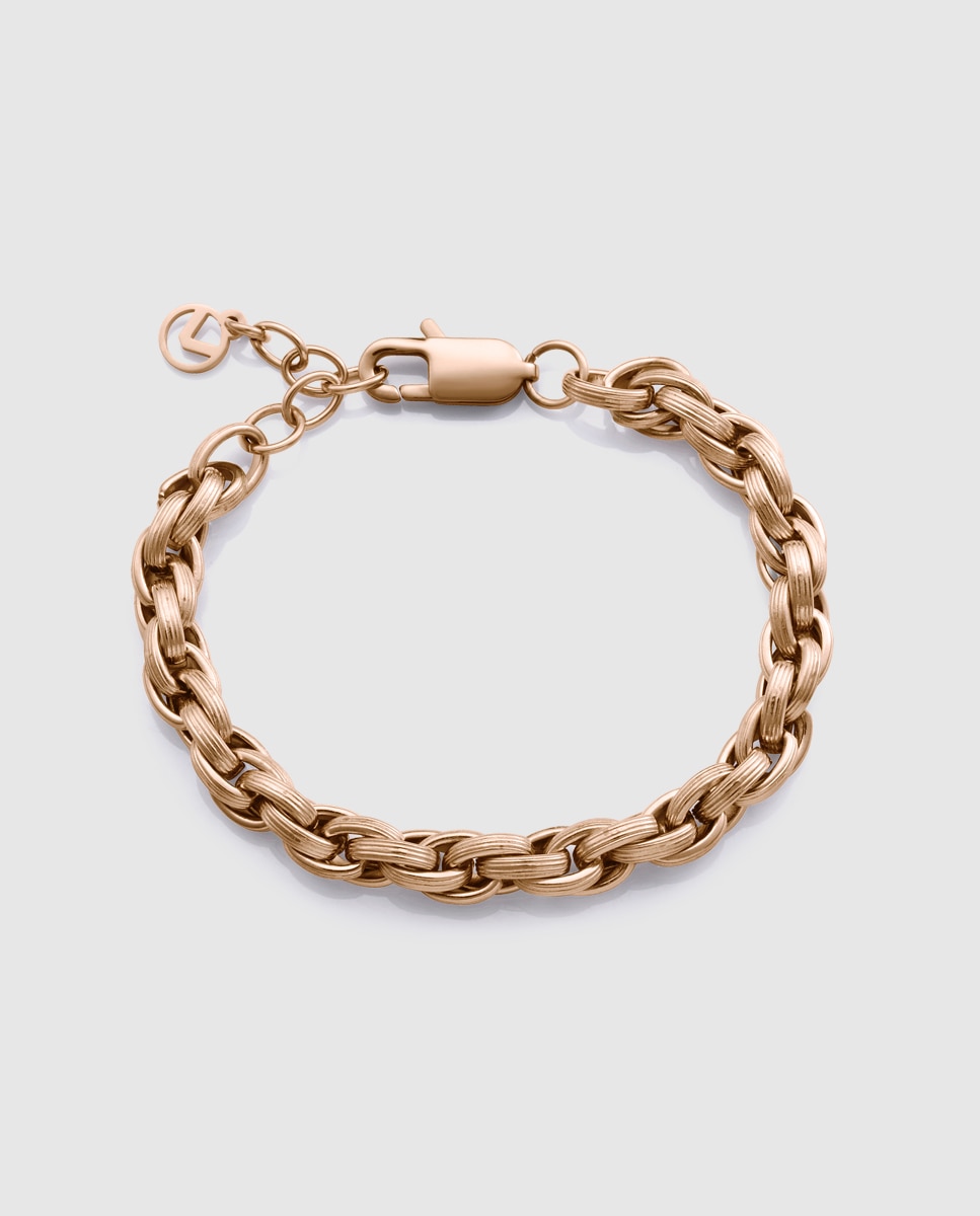 Pulseira com Elos de Aço Ip Rosa Rosa-1