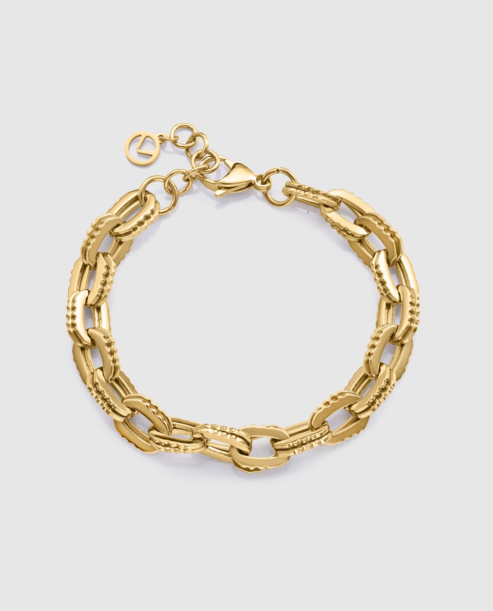 Pulseira de Elos de Aço Ip Dourado Dourado-1
