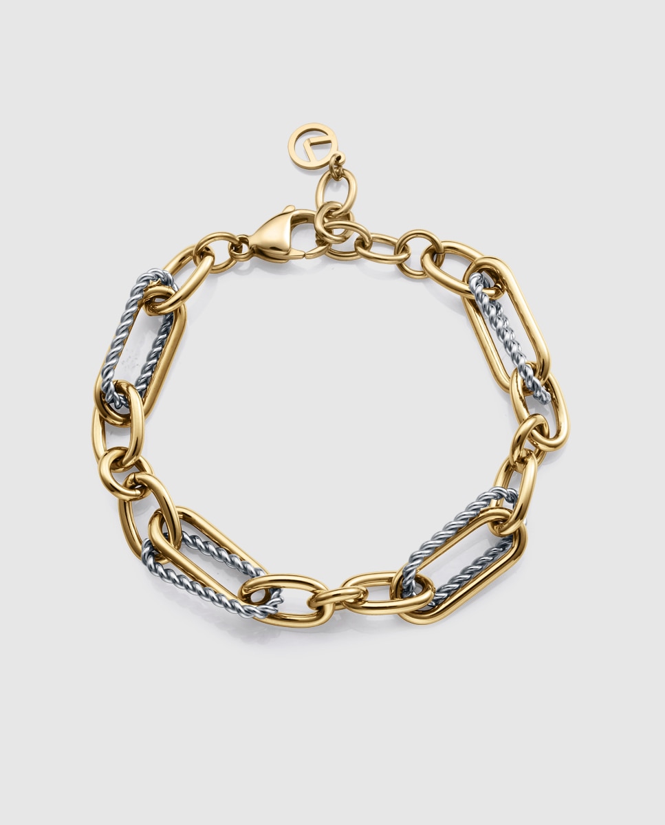 Pulseira de Elos de Aço Ip Dourado Multicolor-1